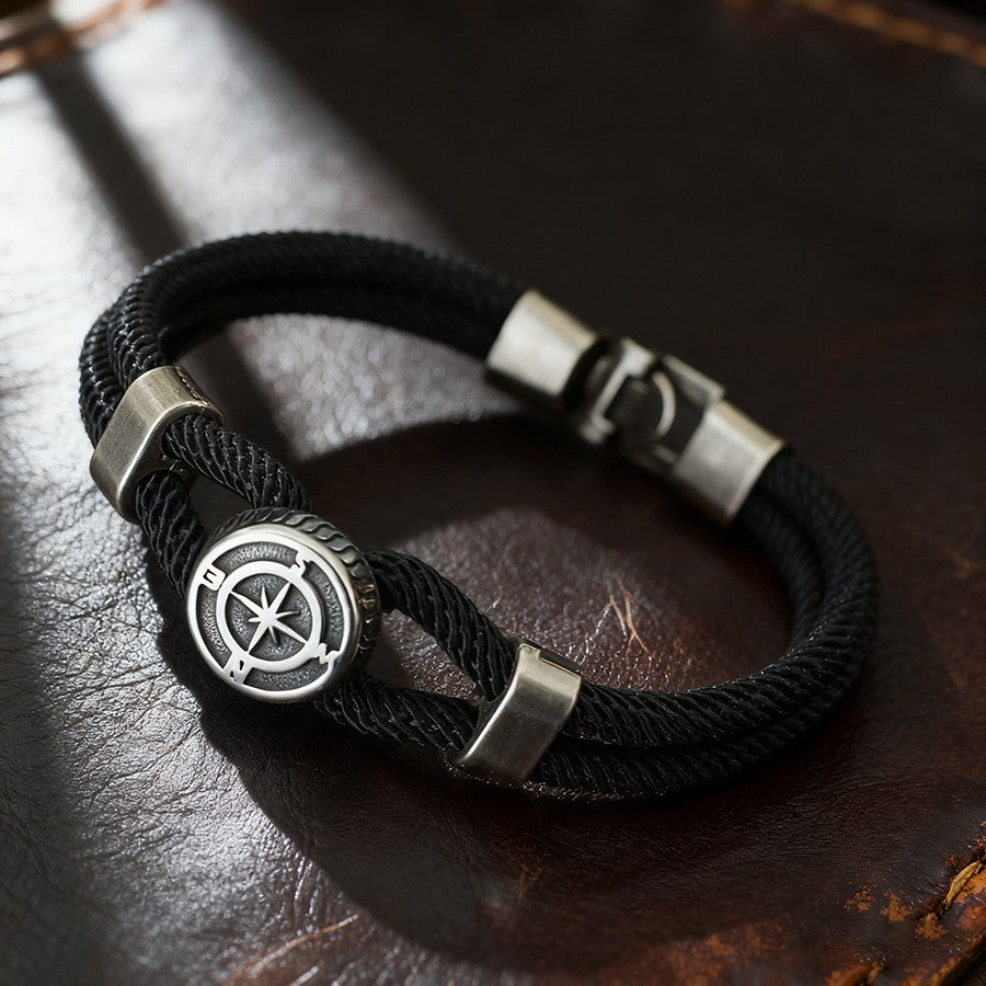 Nova Pulseira Bússola Masculina Viking Corda Náutica Bracelete Feito à Mão Trançado Acessórios Surfista Homem Pulseira Fio Náutico
