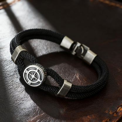 Nova Pulseira Bússola Masculina Viking Corda Náutica Bracelete Feito à Mão Trançado Acessórios Surfista Homem Pulseira Fio Náutico