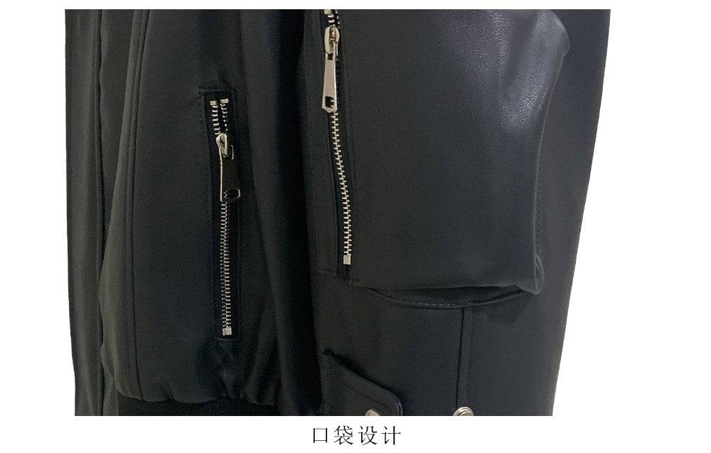 Mauroicardi Autumn Winter Short Oversized Black Warm Pu Leather Jacket Men with Faux Fur Trim Hood Loose Casual Korean Fashion