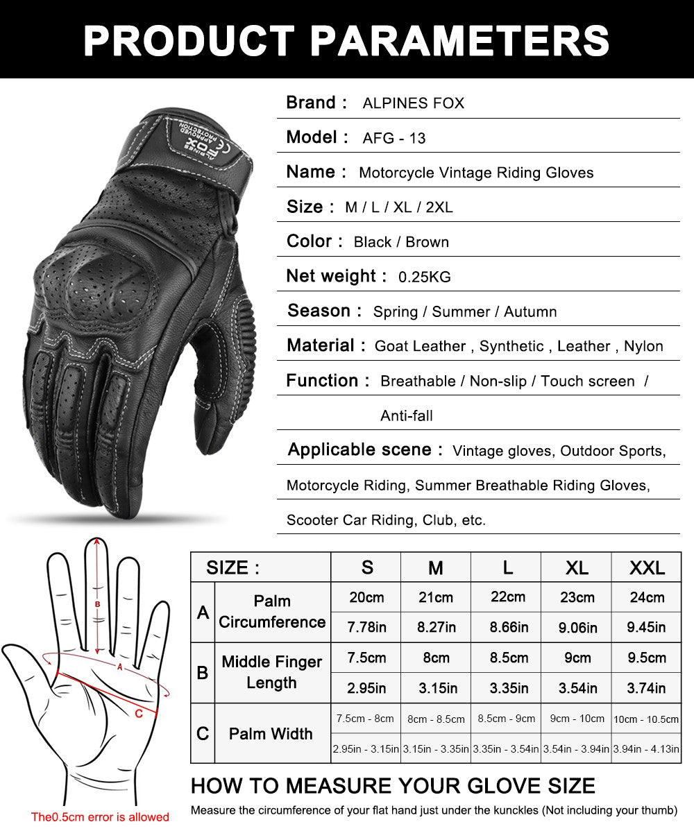 Luvas de Couro Perfurado Retrô de Verão para Motocicleta Masculino Feminino Luvas de Dedo Completo para Motocross Motoqueiro Guantes Moto Equipamento M-XXL
