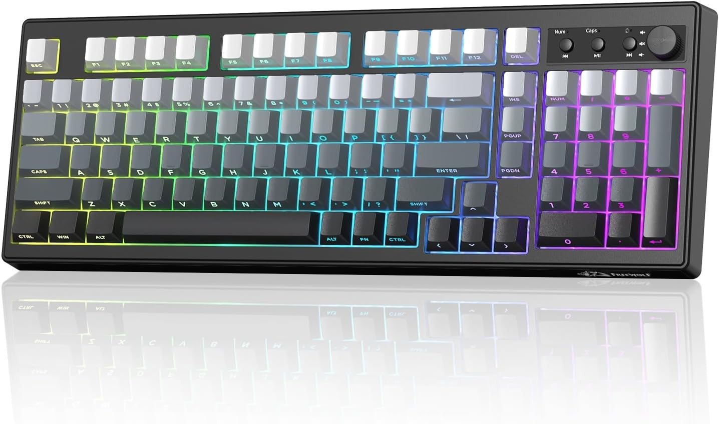 Attack shark K100 Wireless Gaming Keyboard,99 Keys Tri-Mode BT/2.4GHz/USB-C Creamy Color Keyboard with Number Pad RGB