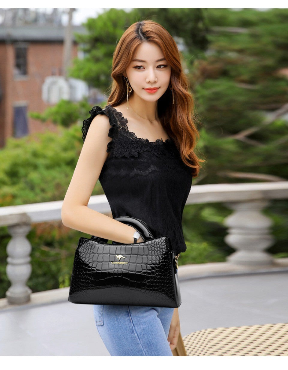 KAIDIFEINIROO Kangaroo Brand Alligator Pu Leather Shoulder Crossbody Bag Clutch Hand Bags for Mother Small Women Handbags New