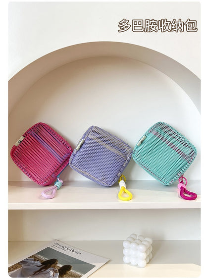 Tofu Bag Mini Zero Wallet Large Capacity Net Fabric Makeup Bag Dopamine Net Fabric Lady's Purse Colorful