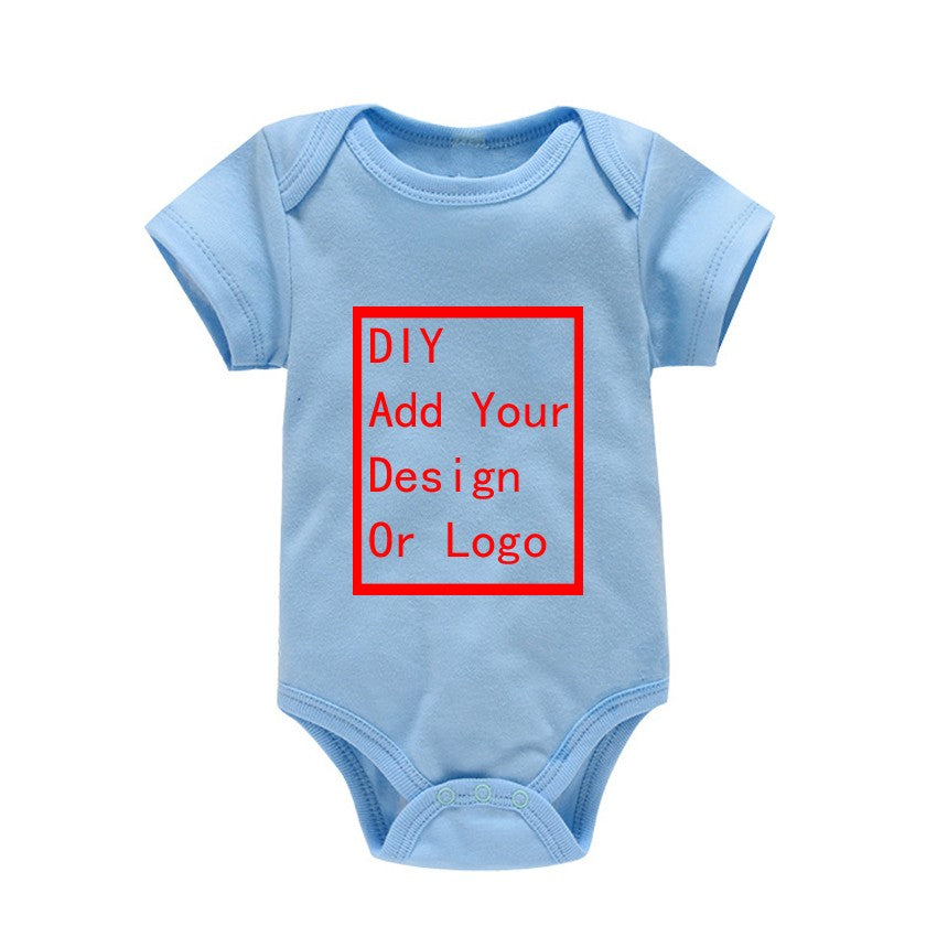 Newborn Baby White Short Sleeve Romper Print Outfit Infant Bodysuit Clothes Gift Customized Your Design Idea Cool DIY Or Logo
