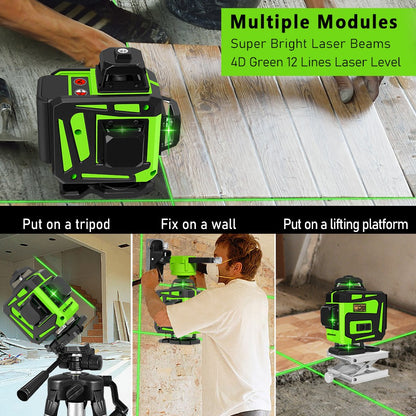 Nível a Laser Clubiona 16/12 Linhas linha verde Autonivelante 360 Horizontal e Vertical Nível a Laser de Feixe Verde Super Potente