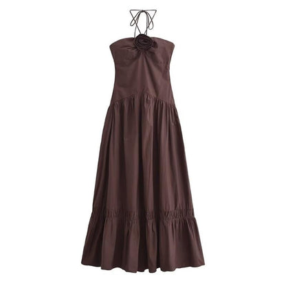 Dresses Summer Women's 2025 New Chic Tube Top Hanging Neck Holiday Dress Women's