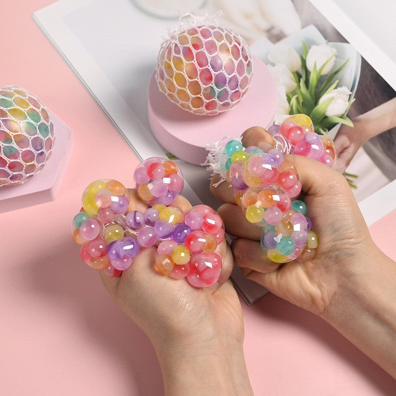 1PC Creative New Decompression And Ventilation Grape Ball Toys Tricolor Colorful Beads Grape Ball Pinch Le Toys