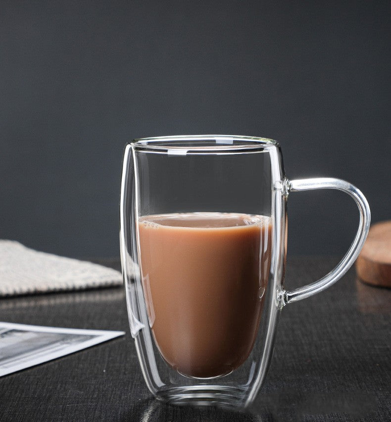 Caneca transparente de parede dupla 2-6 peças Copo de café e leite de vidro borossilicato alto resistente ao calor para casa e escritório