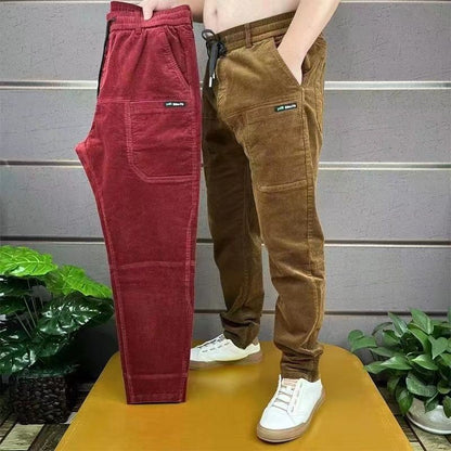 Calças Casuais Masculinas de Veludo Cotelê para Escritório Outono Inverno Negócios Calças Masculinas Algodão Harajuku Moda Poliéster Original Quente Clássico