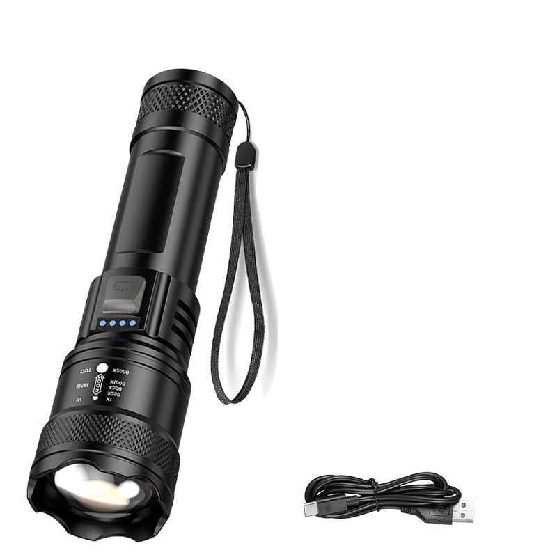 Lanterna Super Brilhante P50 Recarregável USB LED de Longo Alcance Tática À Prova D'Água para Acampamento Pesca Emergência