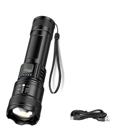 Lanterna Super Brilhante P50 Recarregável USB LED de Longo Alcance Tática À Prova D'Água para Acampamento Pesca Emergência