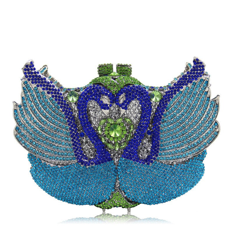 XIYUAN Pink/Black/Blue/Gold Crystal Evening Clutches Bag Hollow Out Women Metal Clutch Purse Wedding Party Prom Dinner Handbag