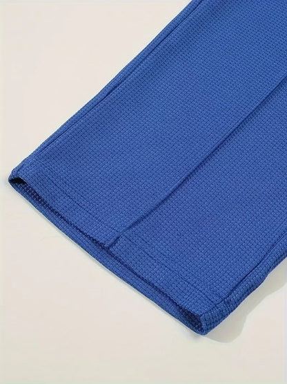 Calça Masculina Casual de Waffle de Cintura Média Calça Leve e Elegante Adequada para Todas as Estações