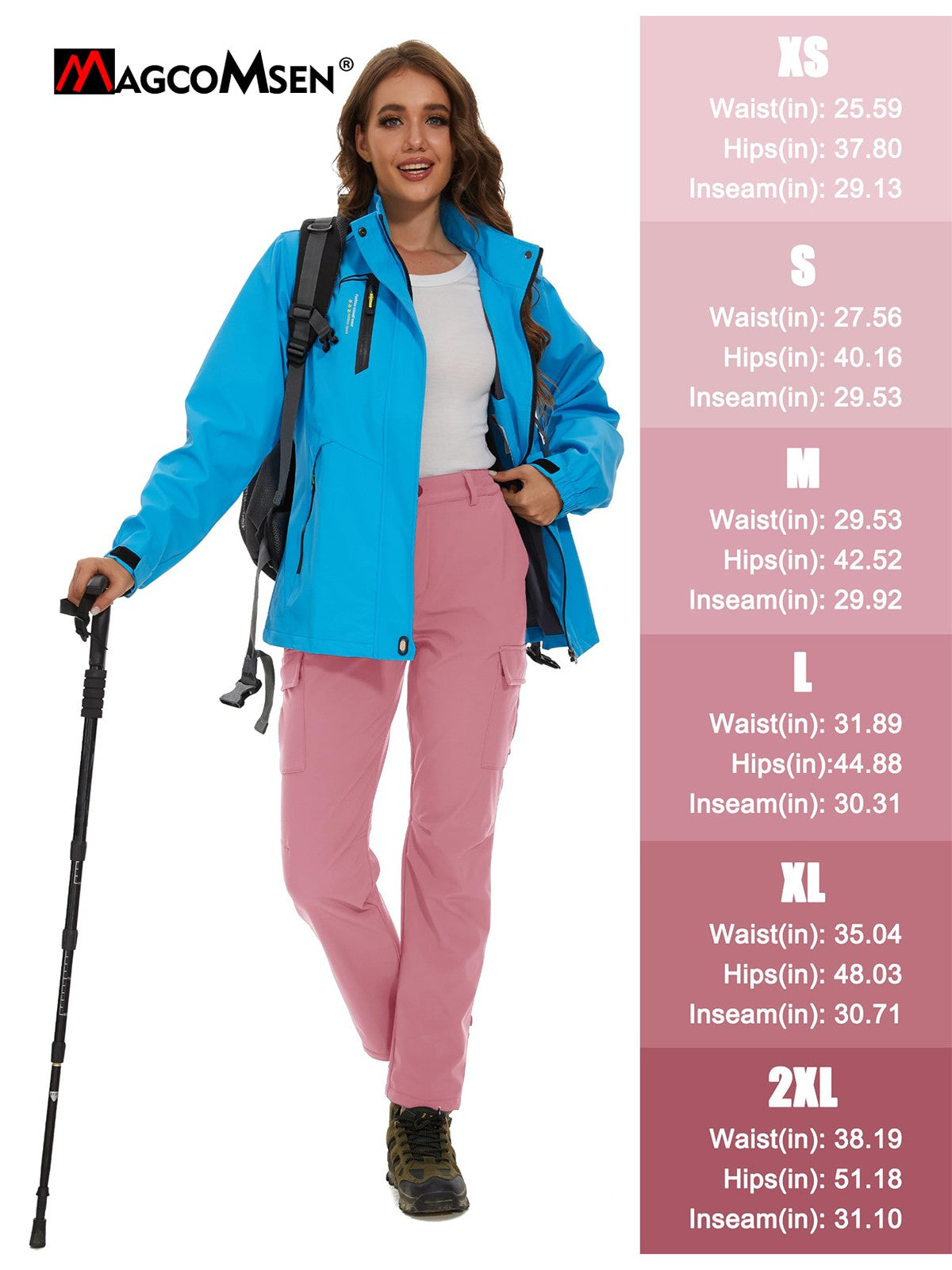 MAGCOMSEN Women's Softshell Pants Fleece Lined Winter Hiking  Ladies Pants Snow Ski Trousers Waterproof Ripstop Warm Cargo Pants