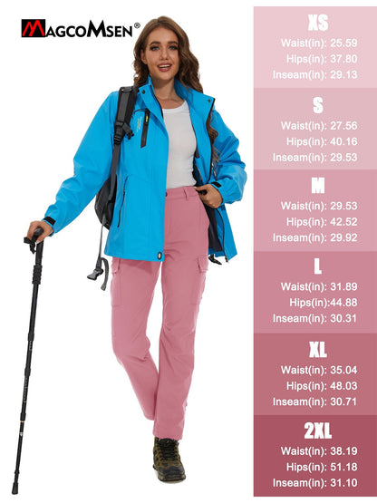 MAGCOMSEN Women's Softshell Pants Fleece Lined Winter Hiking  Ladies Pants Snow Ski Trousers Waterproof Ripstop Warm Cargo Pants