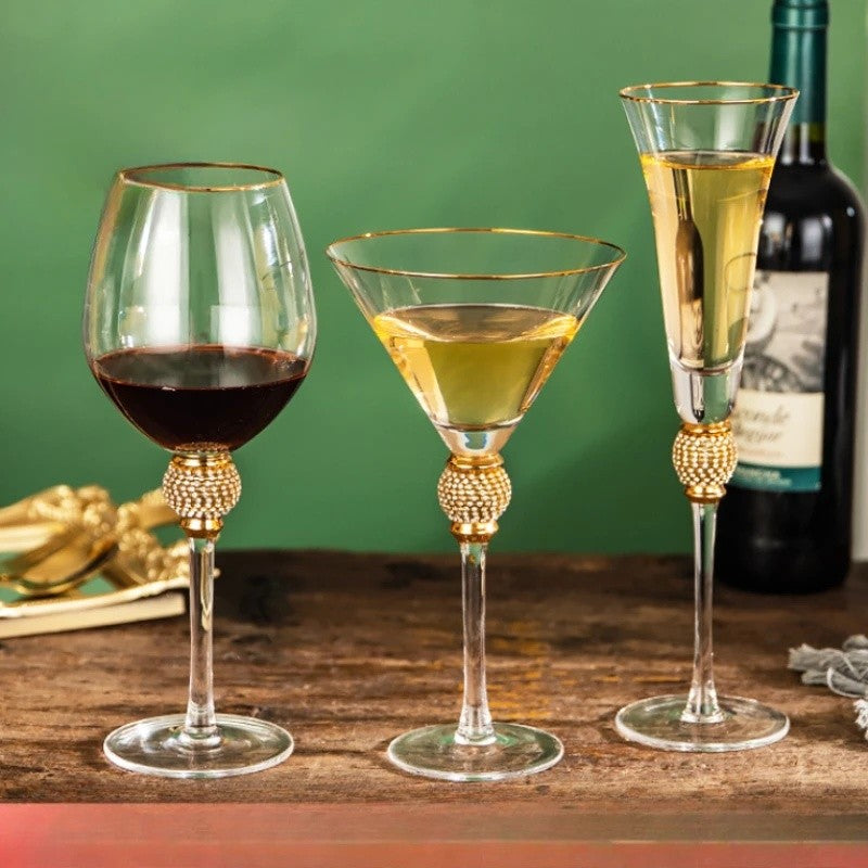 Conjunto 2 Peças Taças de Cristal Luxo Vinho Tinto Copos Altos para Festa Champanhe Flute Copos de Beber