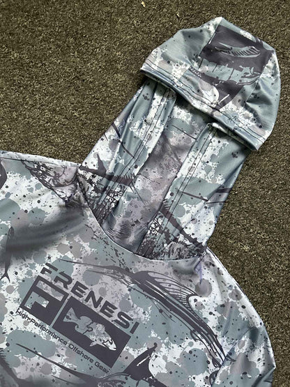 Camisetas de Pesca Masculinas com Capuz Manga Longa Anti-UV Proteção Solar Máscara Facial Roupas de Caça Camuflagem Selva UPF50+