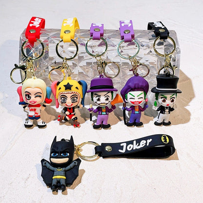 Anime Harley Quinn desenho animado Marvel Batman Coringa imagem boneca bolsa chaveiro pingente fofo Mulher Maravilha acessórios para carro chaveiro