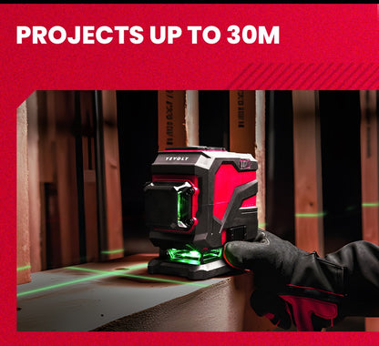 Nível a Laser Verde YEVOLT Série YVGLL4XS12T 3 Planos 12 Linhas Autonivelante 360 3D Horizontal & Vertical Ferramentas de Medição de Energia