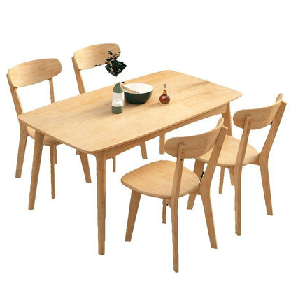 Nordic Solid Wood Dining Table And Chairs 4 Piece Set Modern Minimalist Rectangular Compact Space Saving Kitchen Dining Room
