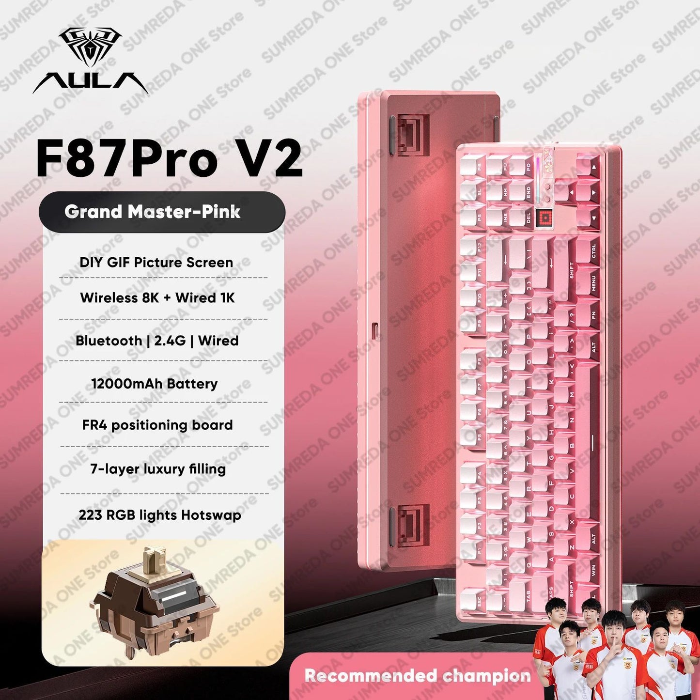 AULA F87 Pro V2 Wireless Gaming Mechanical Keyboard F87Pro V2 Bluetooth 2.4G Wired RGB Hotswap 8K Return 12000mAh Gamer Keyboard