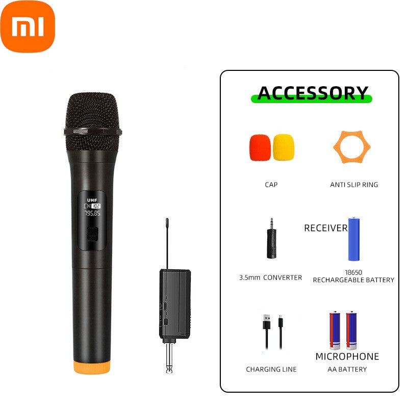 Microfone Sem Fio Xiaomi 2.4G UHF Frequência Fixa 2 Canais Microfone de Mão Para Festa Ao Vivo Karaokê Reunião Profissional
