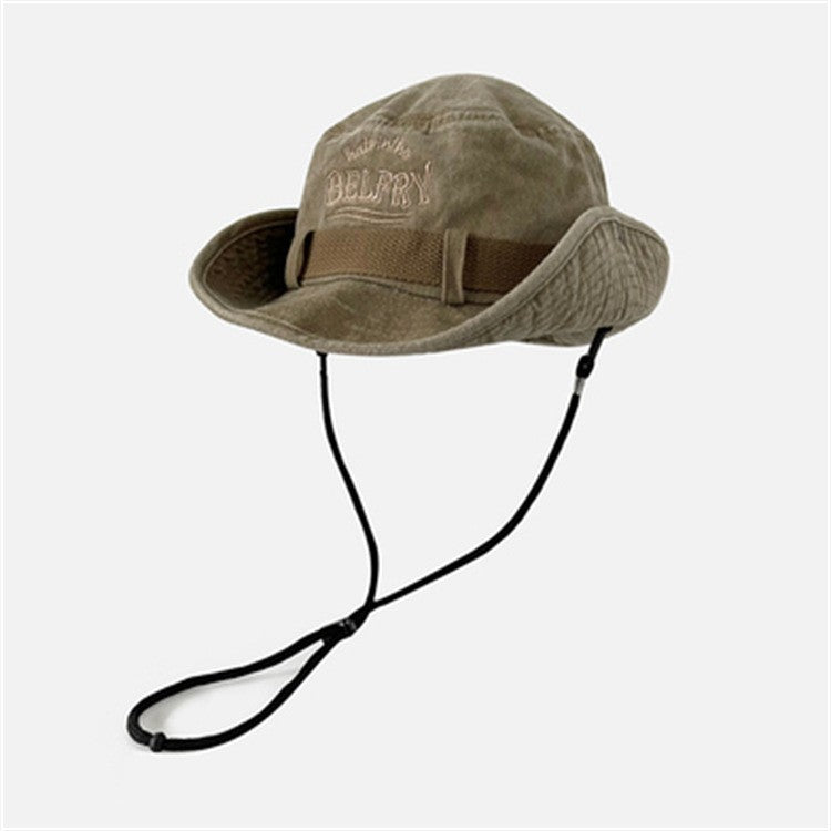 Chapéu de Montanhismo Masculino e Feminino de Algodão Lavado Vintage Bordado Chapéu de Pescador Proteção Solar para o Ar Livre Chapéu de Cowboy Ocidental