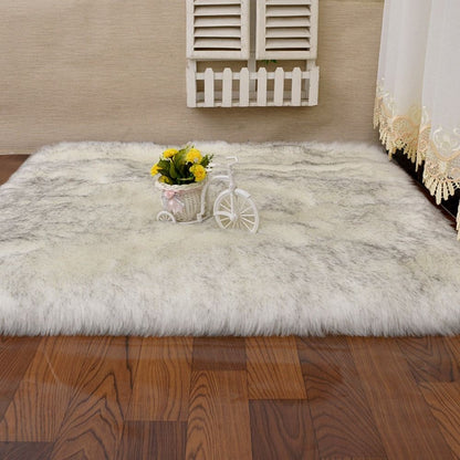 Plush Soft Sheepskin Bedroom Carpet Imitation Wool Pad Long Hair Bedside Mat Sofa Cushion White Rugs Bed Living Room