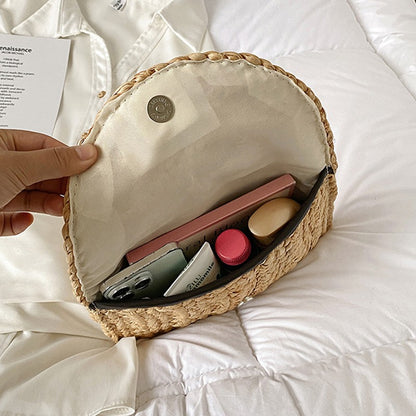 Yogodlns Corn Husk Weave Dinner Clutch Bag Women's Fashion Simple Straw Large Purse Woman Summer Casual Vacation Ladies Wallet