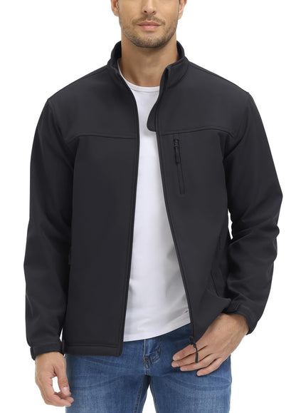 TACVASEN Waterproof Fleece Lining Windbreaker Mens Winter Work Jackets Zipper Pocket Casual Coats Full Zip Outwear Tops