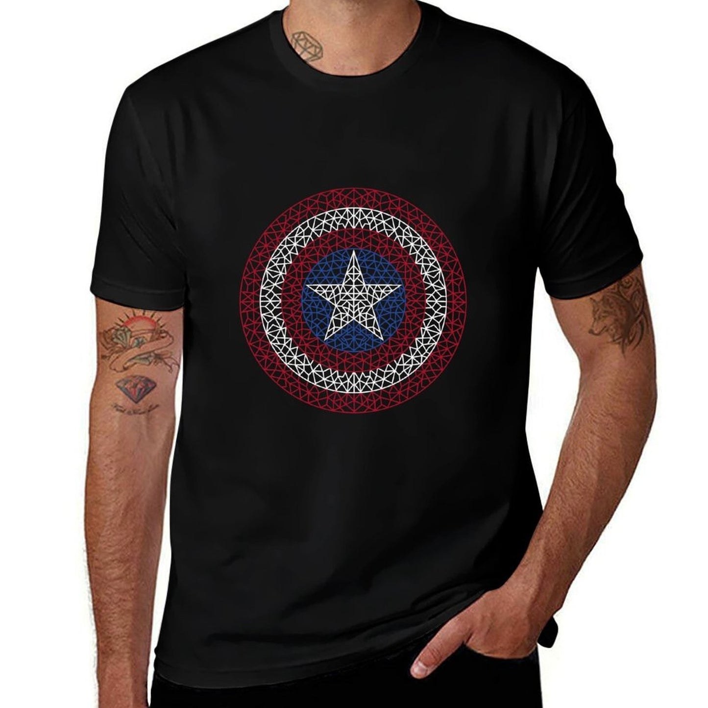 American Shield T-Shirt cotton tshirt 100% t shirt man plain T-Shirt