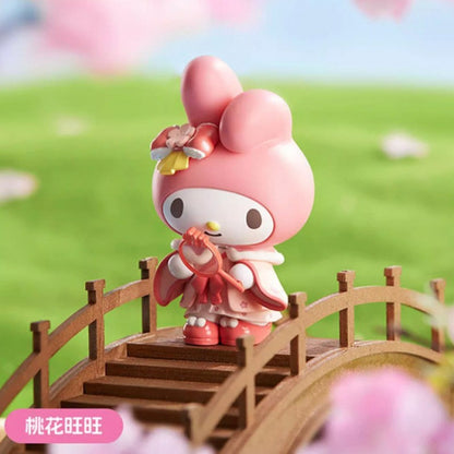 Sanrio Nova Série Flor de Rima Blind Box Kawaii Kuromi Pochacco Cinnamoroll Melody Caixa Surpresa Boneca Sacola Surpresa Decoração Brinquedo Presente