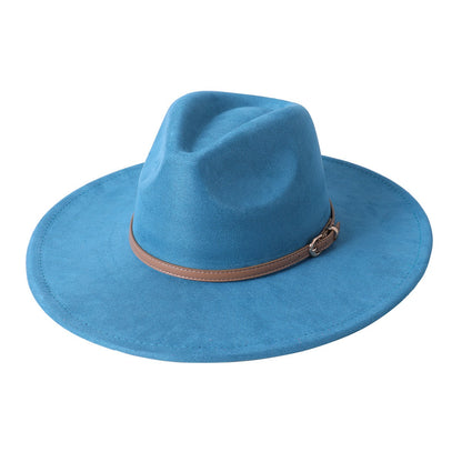 Chapéu fedora de aba larga com cinto de camurça vegana em formato de coração para homens e mulheres chapéu jazz de feltro chapéu feminino clássico