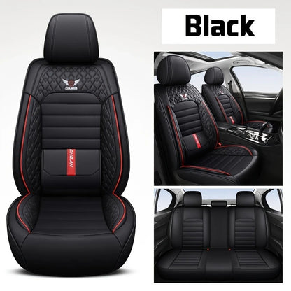 Conjunto Completo de 5 Peças de Capas de Banco de Carro em Couro Napa Respirável - Luxo Ajustado, Design Ergonômico com Suporte Lombar Fixo