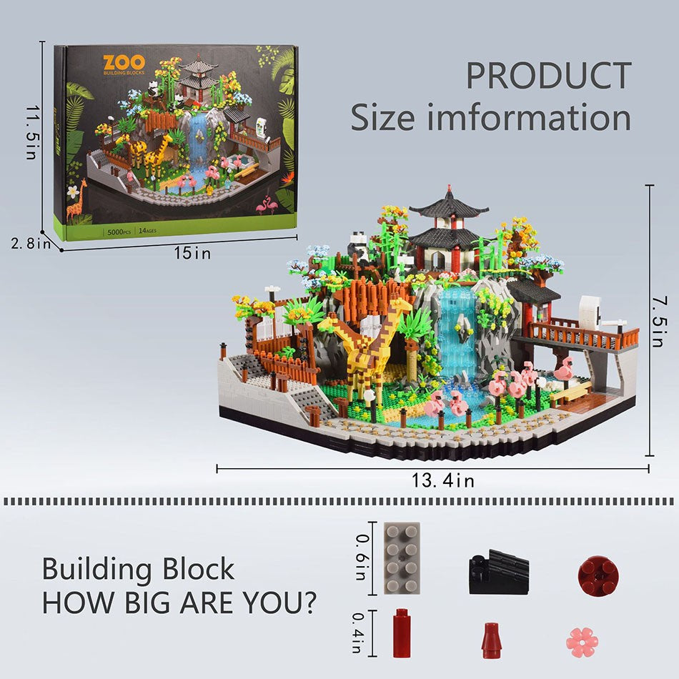 MOC Cidade Zoológico Animal Micro Blocos de Montar Conjunto de Tijolos Panda Leão Elefante Girafa Flamingo Kit Modelo de Parque de Animais Brinquedos Presentes