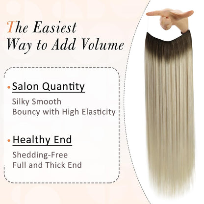 Full Shine Fishing Wire Hair Extensions Cabelo Humano Real Hair Extensions Apliques Para Mulheres Fio Secreto Grosso