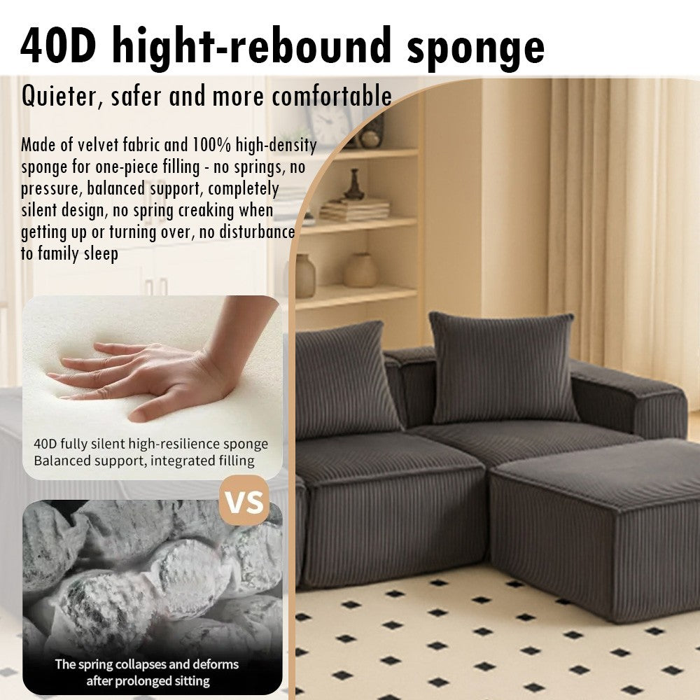 Sectional boneless Couch with L-Shape Chaise,Modern Modular sleeper Sofa with Deep Seat, Upholstered Couches for Room