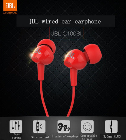 Fone de Ouvido Intra-auricular Estéreo JBL C100SI com Fio para Aulas Online, Reuniões, Jogos, Uso em Notebook, com Microfone para Chamadas, Arejado
