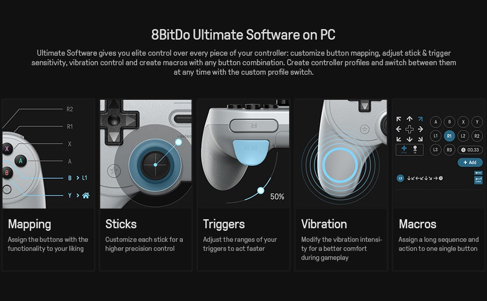 8BitDo Pro 2 Wired Gamepad USB Controller for Nintendo Switch Windows Steam Raspberry Pi NS Switch Game Control