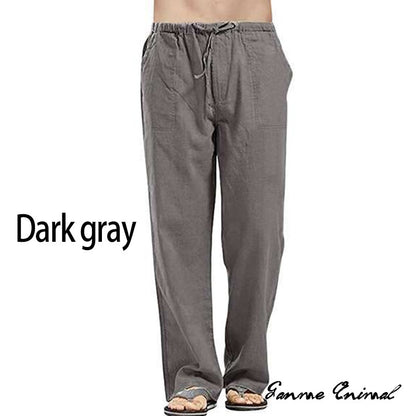 Fashion Mens Linen Wide Pants Korean Trousers Oversize Sports Streetwear Male Spring Yoga Pants Casual Men Clothing Sweatpants