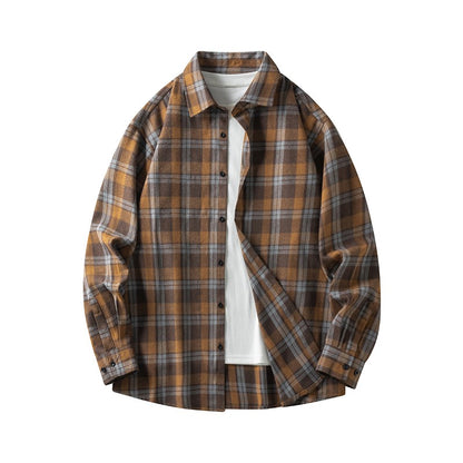 Men Shirt Plaid Flannel Long Sleeve Oversized Loose Cotton Casual Male Youth Comfortable Soft Fall Streetwear Formal Dress Shirt