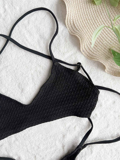 Sexy hollow tie swimsuit One Piece bikinis Swimwear halter high waist backless lace up bathing suit beach outfits bodysuits