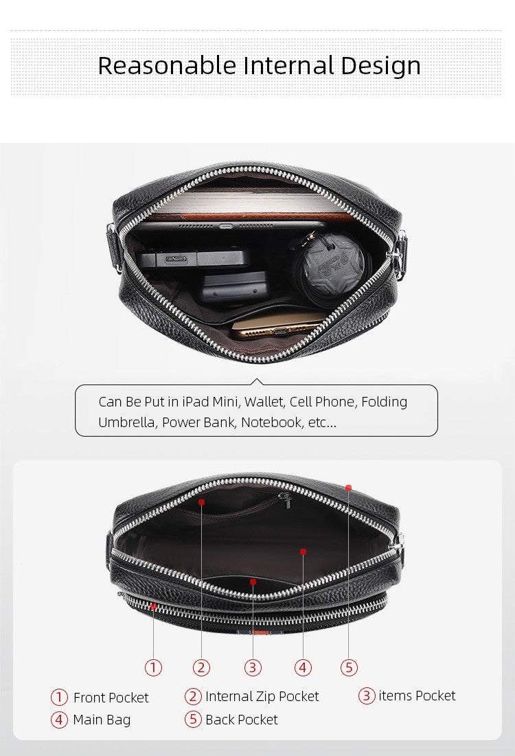 Famous Brand Small Men's Bag Genuine Leather Men Shoulder Bag Messenger Bag Fashion Business Man Crossbody Bag Cowhide Briefcase