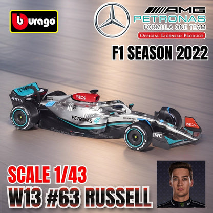 Bburago 1:43 Modelo de Carro de Corrida F1 Réplica em Miniatura Red Bull Mercedes Ferrari Veículo Presente de Natal Brinquedo Infantil para Amigo Menino