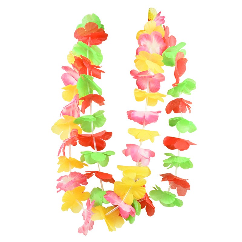 10/20/50pcs Hawaiian Flower Wreath Necklace Summer Tropical Birthday Party Decoration Luau Wedding Artificial Flower Garland Lei