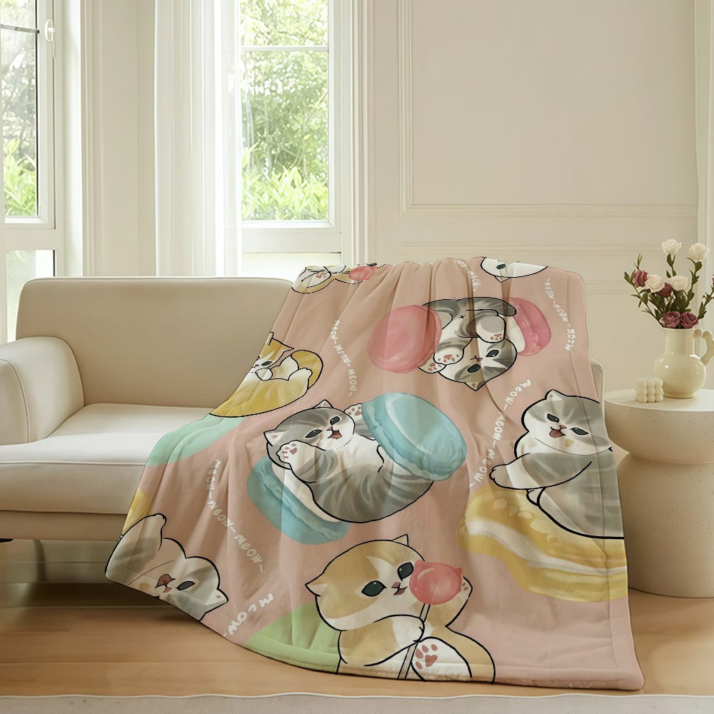 Cartoon cute M-MoFusand Blanket For Sofa Office Bed Plane Travel Sleep Read Relax Camping Soft And Warm