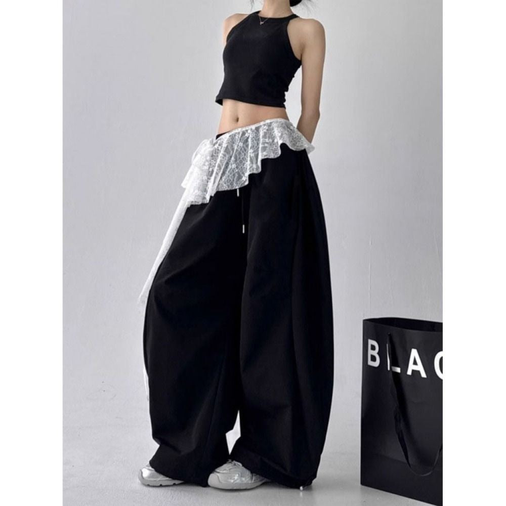 Jeans Pants Decor Embroidered Flower Lace Mini Skirt Irregular See Through Ruched Skirts High Waist Harajuku Pleated Skirts