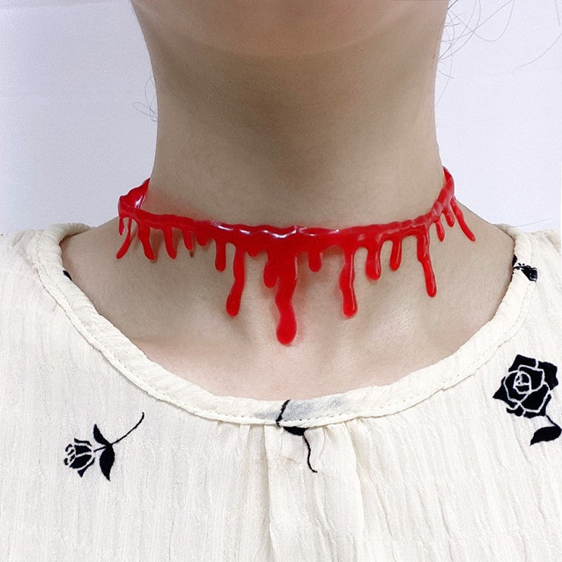 Halloween Decoration Horror Blooddrop Necklace Fake Blood Vampire Fancy Bloody Necklace Female Necklace Fear Blooddrop Necklace