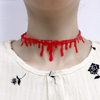Halloween Decoration Horror Blooddrop Necklace Fake Blood Vampire Fancy Bloody Necklace Female Necklace Fear Blooddrop Necklace