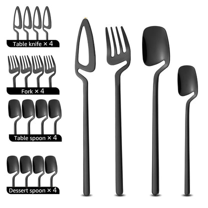 16pcs Dinnerware Set Stainless Steel Cutlery Set Mirror Silverware Knife Fork Spoon Tableware Flatware Set Dishwasher Safe